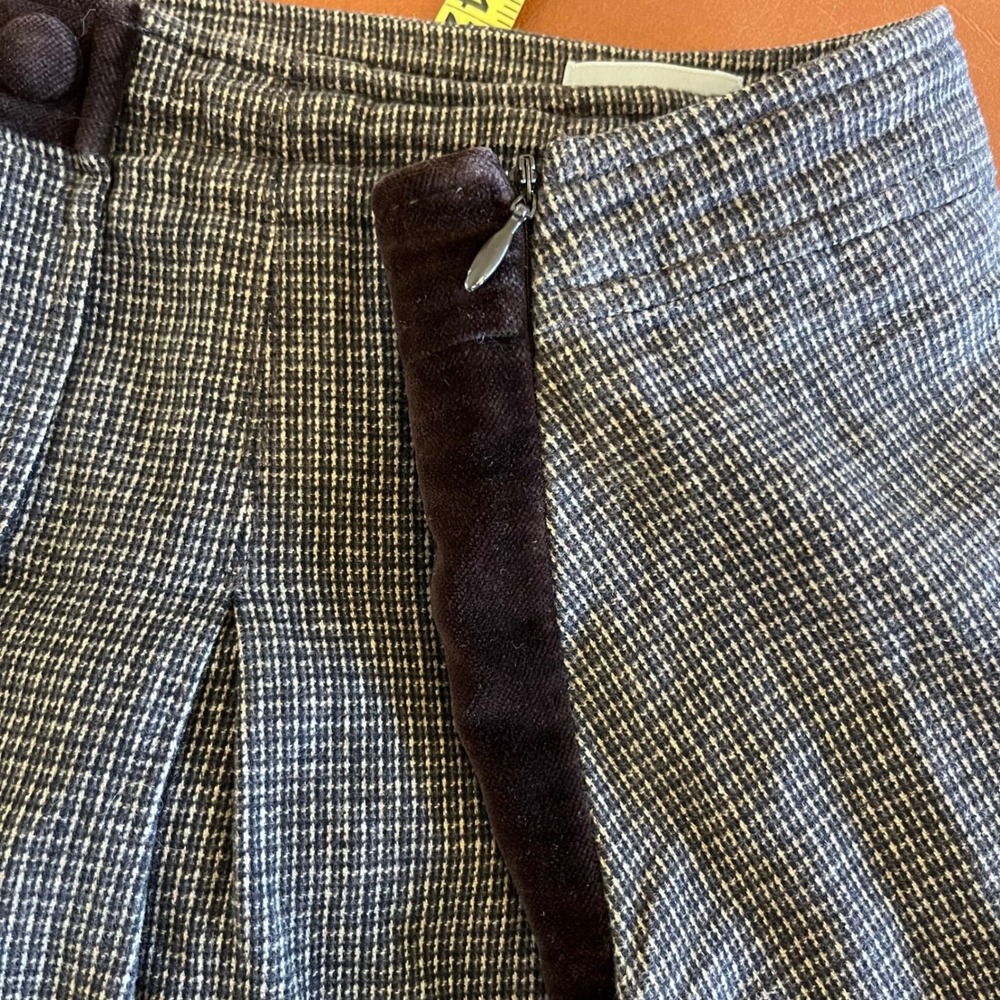 Stefanel Italy Skirt Small Brown Plaid A-Line Preppy Classic - Picture 7 of 11